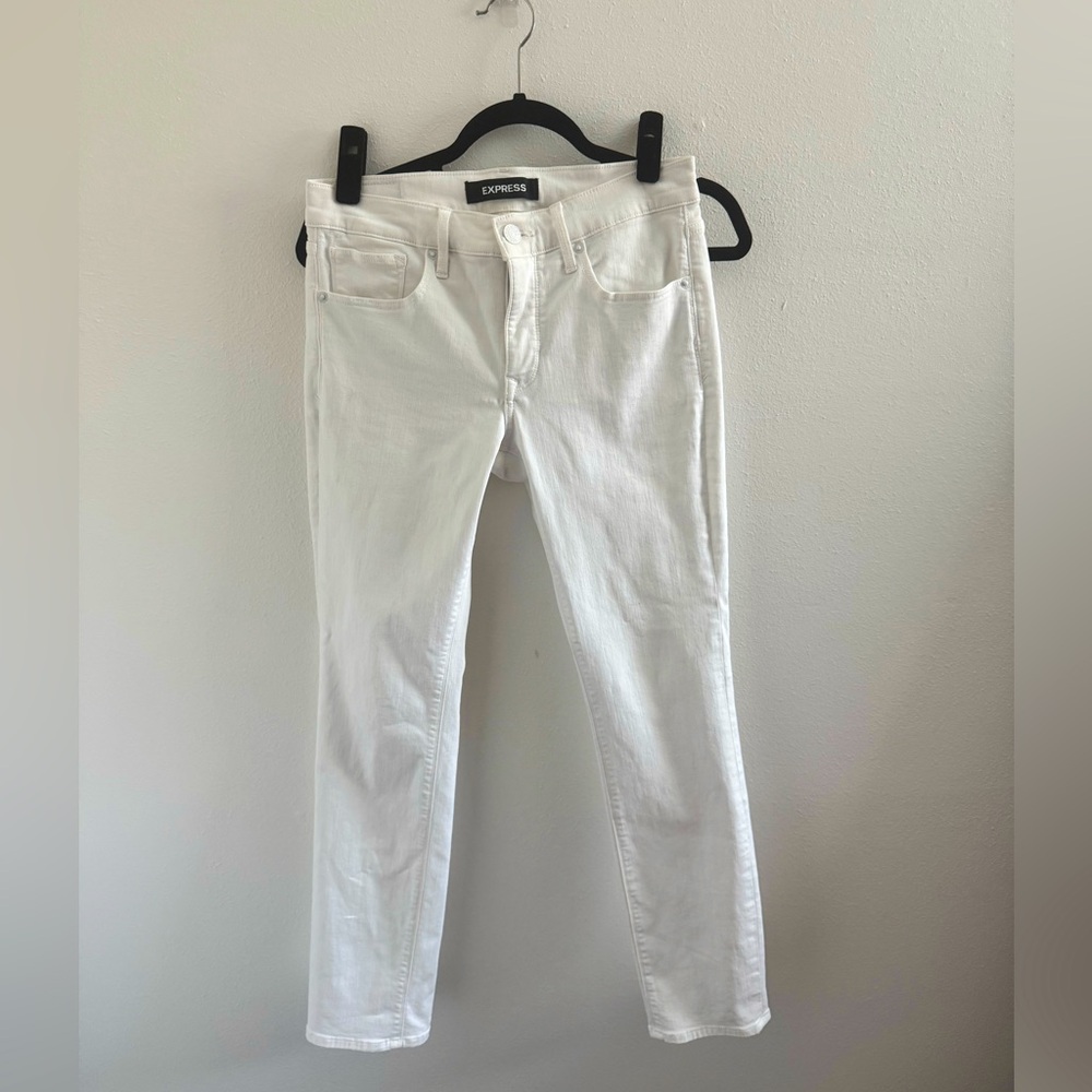 Express Stretch Mid Rise White Denim